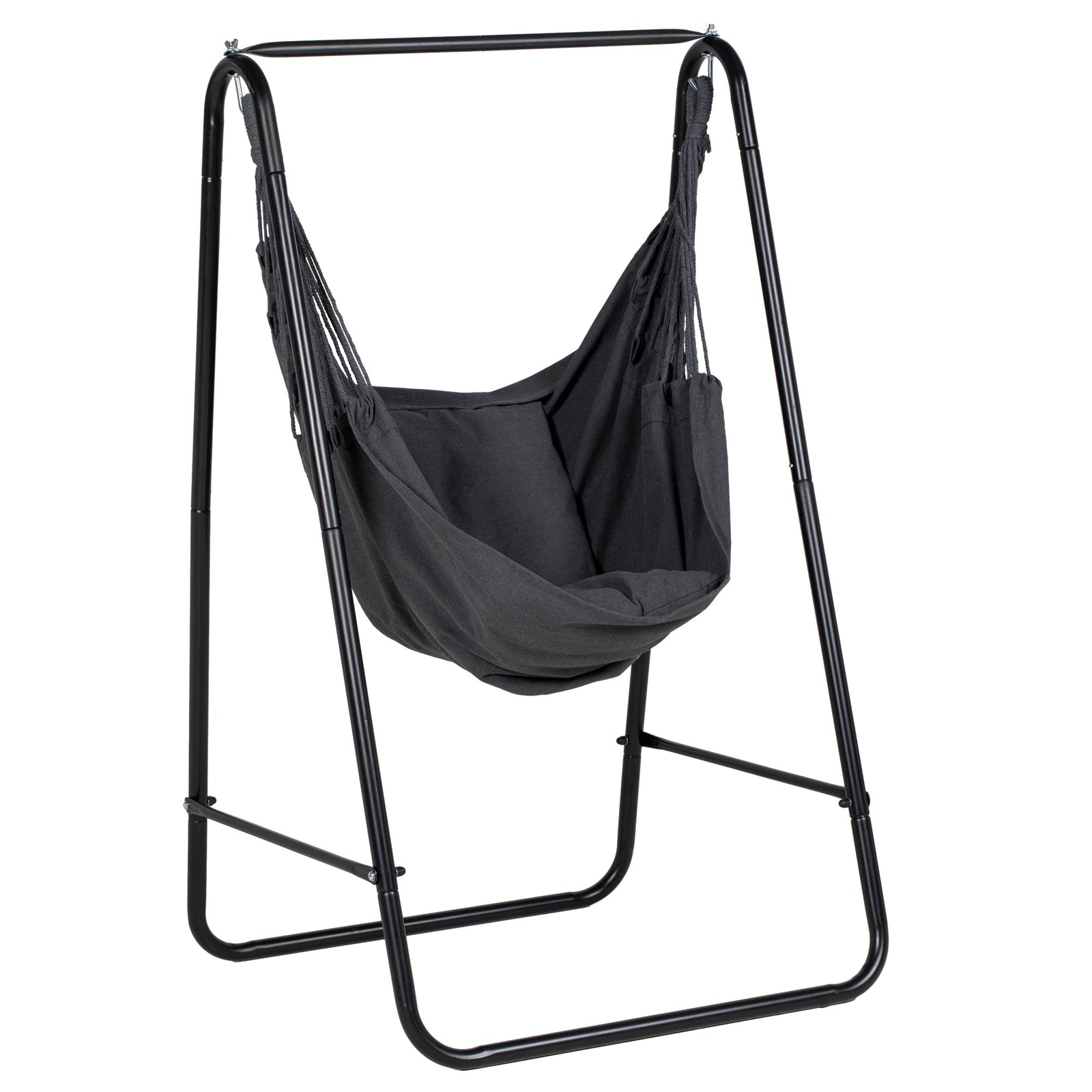 Hammock Chair with Stand, Hammock Swing Chair with Cushion, Dark Grey
