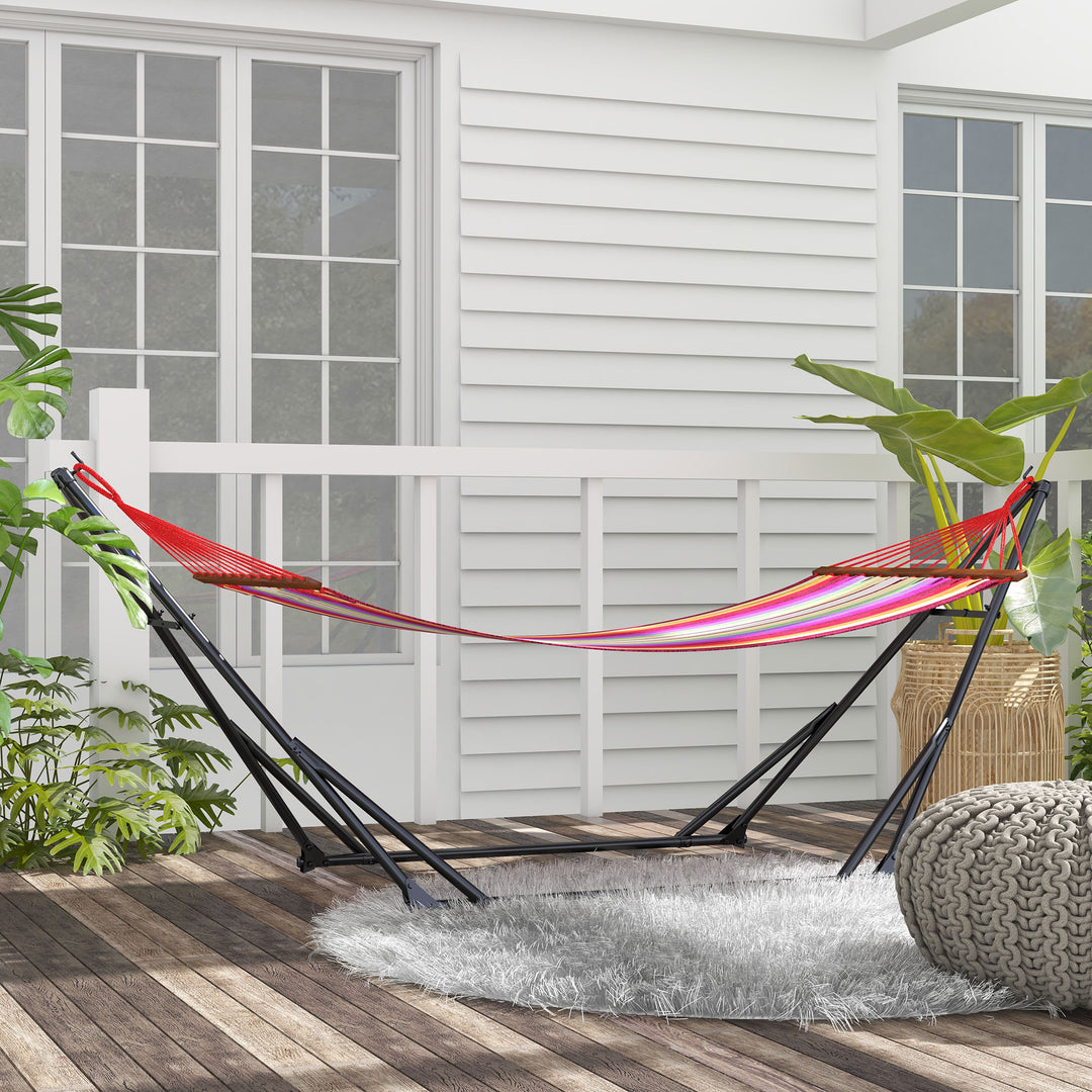 Outsunny Foldable Hammock Stand, Portable Hammock with Metal Frame, 2 in 1 Hammock Net Stand, Hammock Chair Stand, Load Capacity 120kg