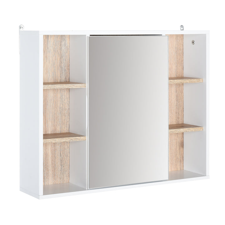 HOMCOM Bathroom Wall Cabinet with Mirror with the Side Adjustable Shelves, 1 Inner Adjustable Shelf, 60W x 14.5D x 49.4Hcm, White | Aosom UK