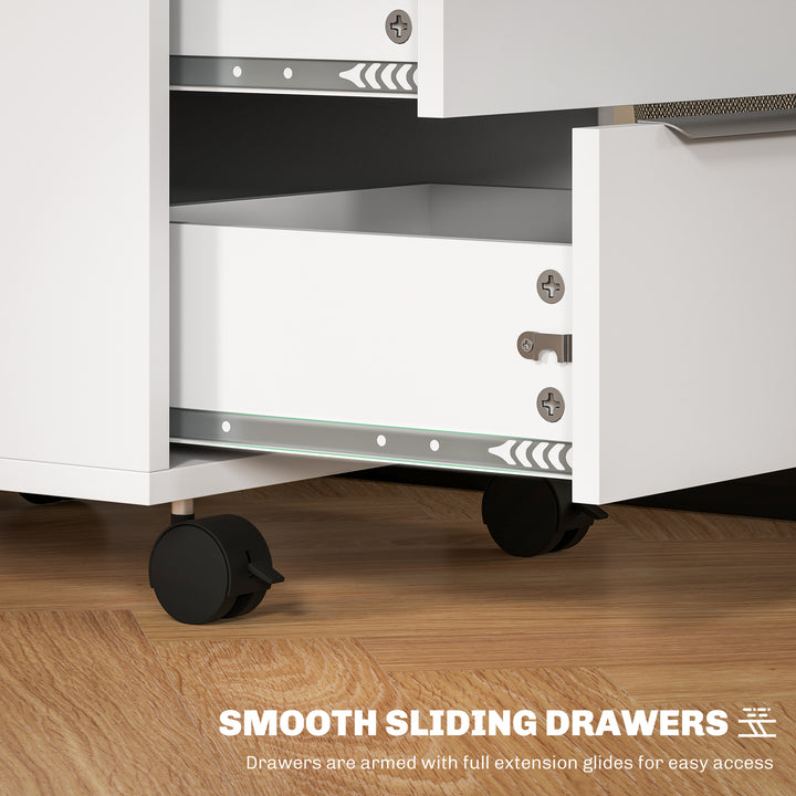 Three-Drawer Locking Filing Cabinet - White