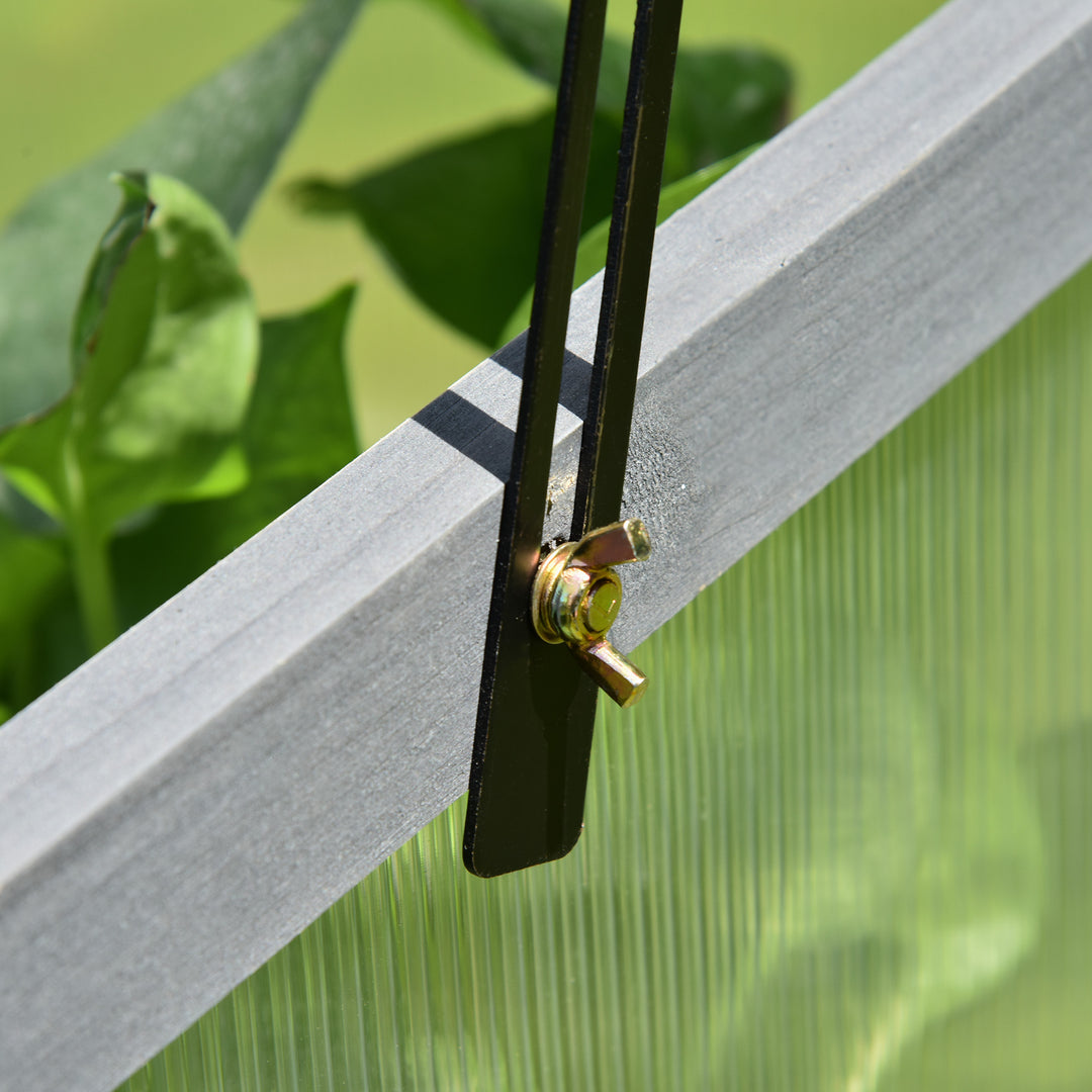 MCL Wooden Cold Frame, Small Polycarbonate Greenhouse for Plants with Openable & Tilted Top Cover, Grey, 100 x 65 x 40cm
