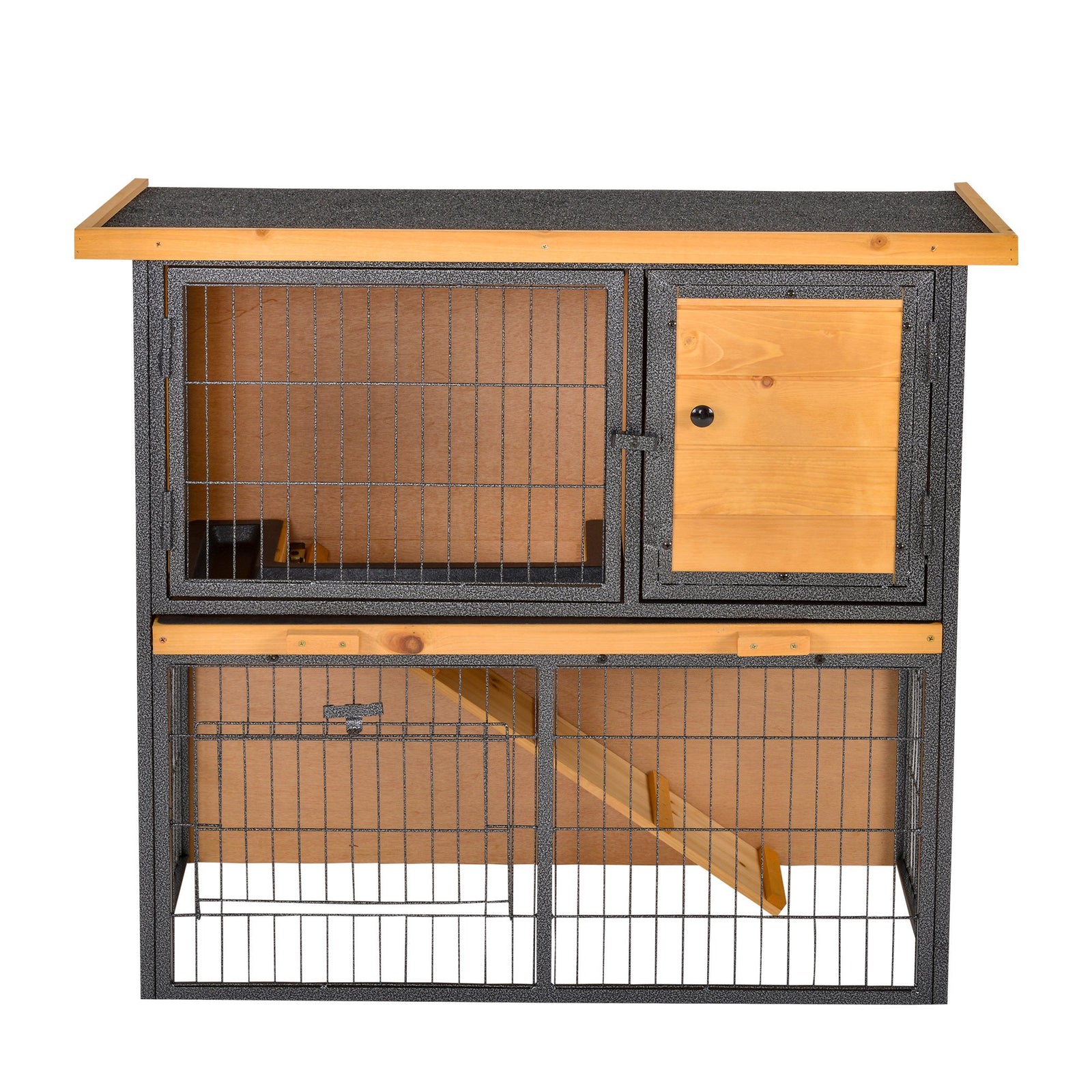 Wood-metal Guinea Pigs Hutches Elevated Pet House Outdoor 89.5 x 45 x 81cm