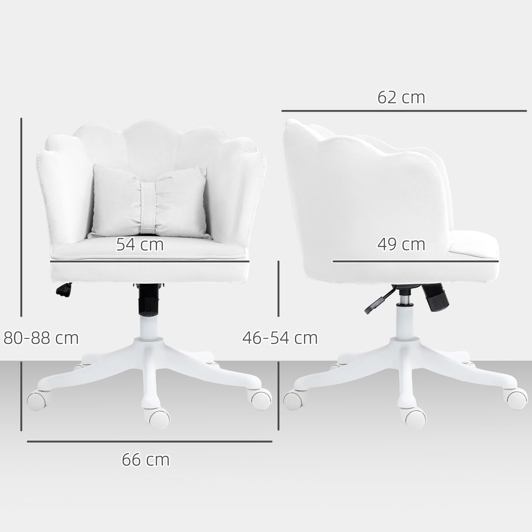 Velvet-Feel Petal Back Office Chair - White