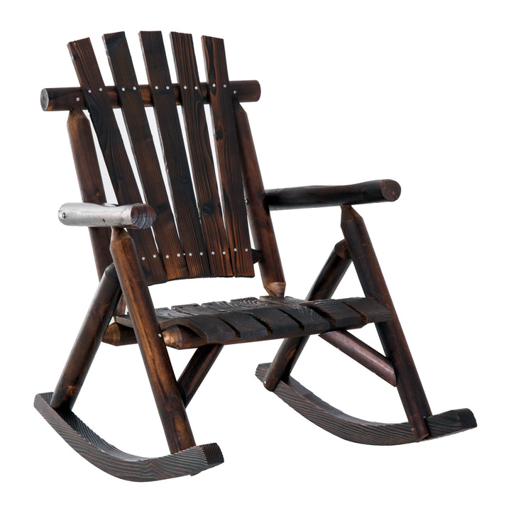 Outsunny Outdoor Rocking Chair Fir Wood Rustic Patio Adirondack Rocking Chair Traditional Rustic Style & Pure Comfort | Aosom UK