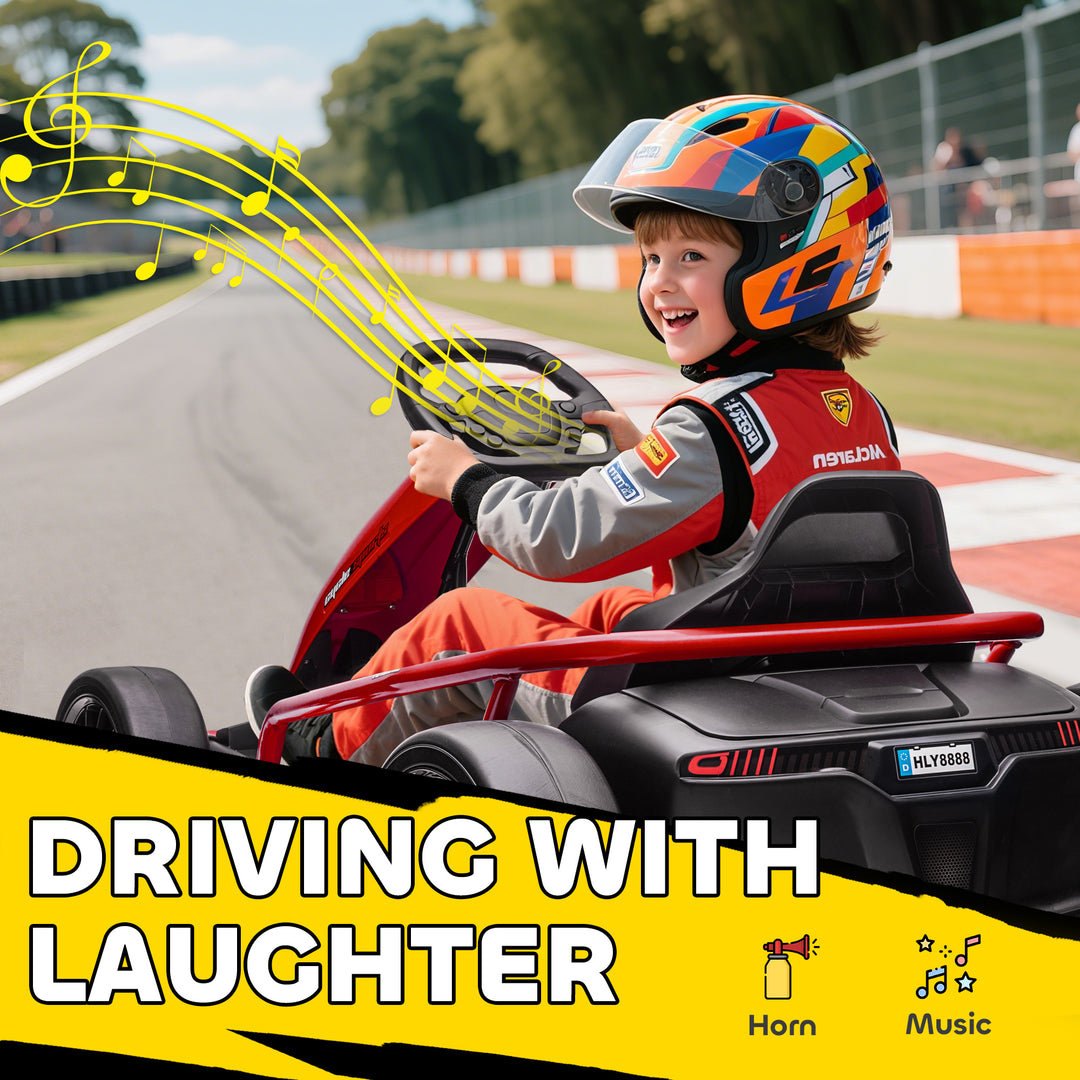 24V Electric Go Kart for Kids, Drift Ride-On Racing Go Kart with 2 Speeds, for Boys Girls Aged 8-12 Years Old, Red