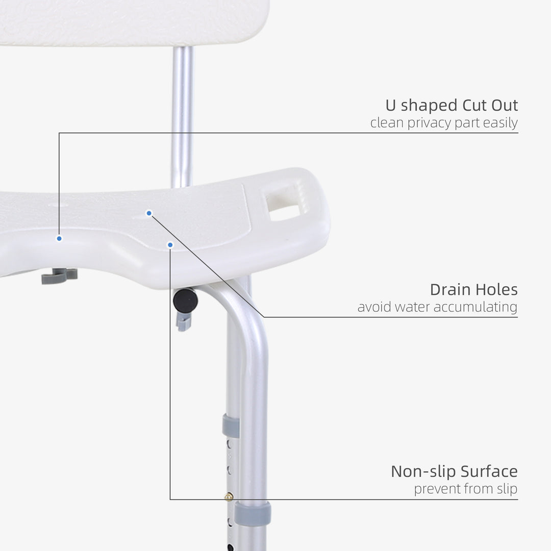 MCL 8-Level Height Adjustable Bath Stool Spa Shower Chair Aluminum w/ Non-Slip Feet, Handle for the Pregnant, Old, Injured