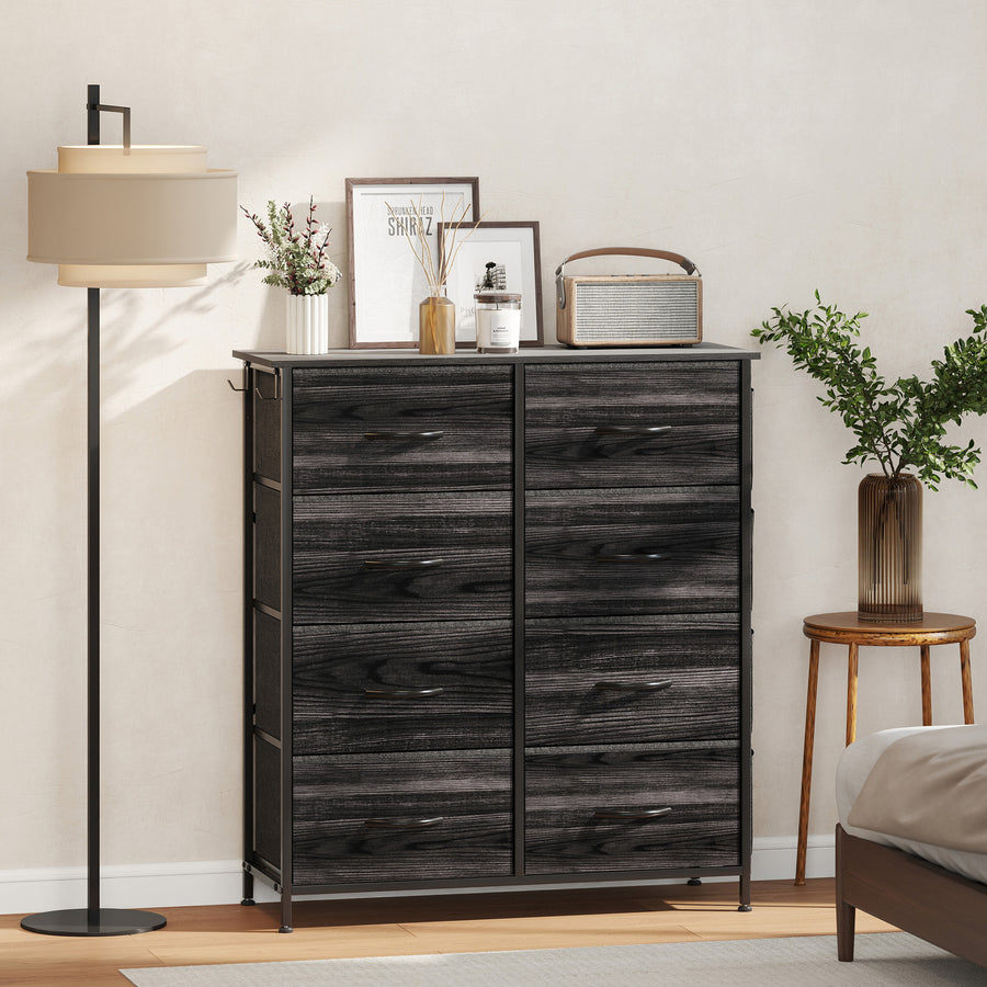 Chest of Eight Fabric Drawers - Black
