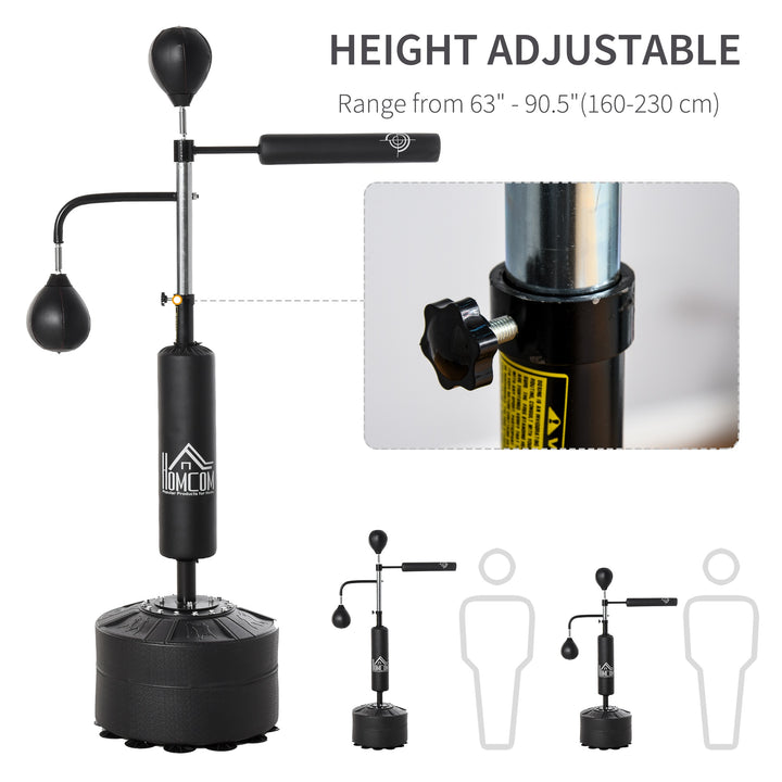 HOMCOM 3-in-1 Boxing Punching Bag Stand with 2 Speedballs, 360° Relax Bar, & PU-Wrapped Bag & Adjustable Height | Aosom UK