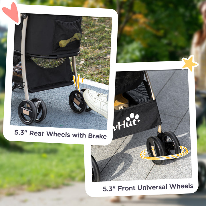 3 In 1 Detachable Pet Stroller, for Extra Small and Small Dogs - Black