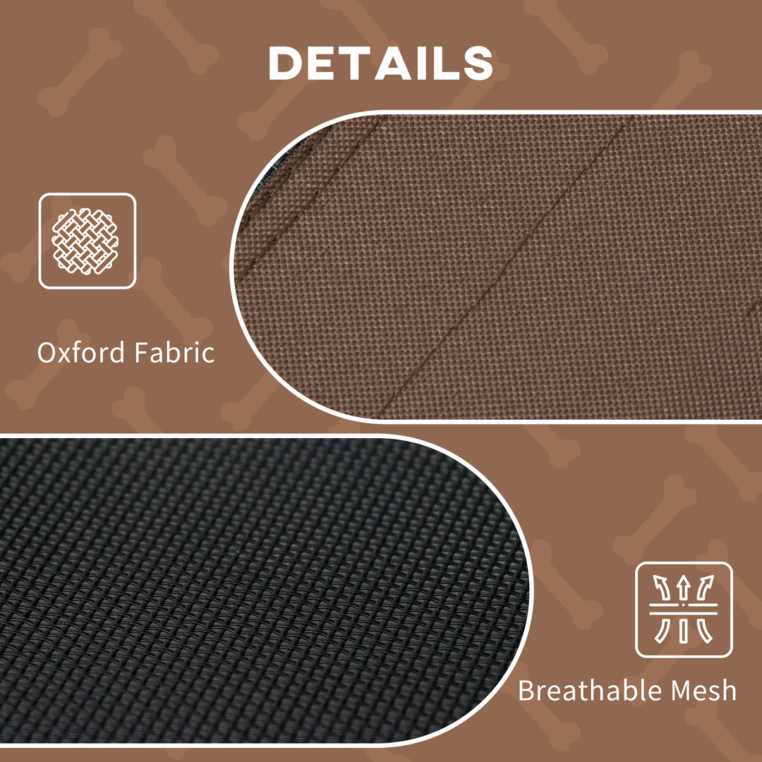 Raised Dog Bed Waterproof Elevated Pet Cot with Breathable Mesh UV Protection Canopy Brown, for Small Dogs, 61 x 46 x 62cm