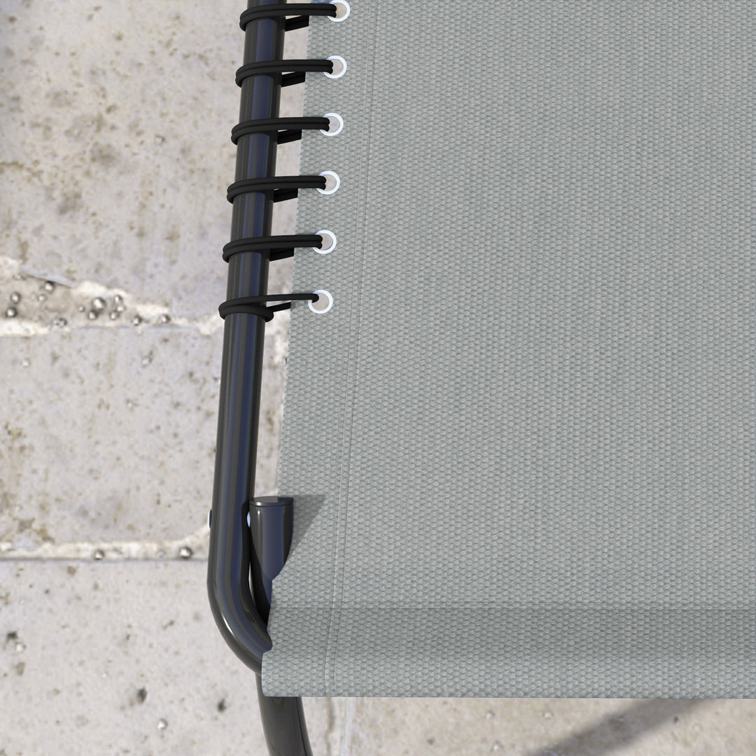 Folding Sun Lounger, with Four-Position Back - Light Grey