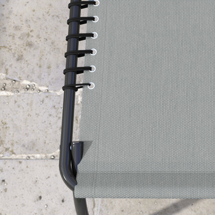 Folding Sun Lounger, with Four-Position Back - Light Grey