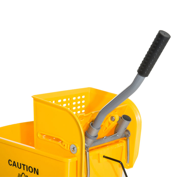 20L Mop Bucket on Wheels, with Water Separation Panel - Yellow