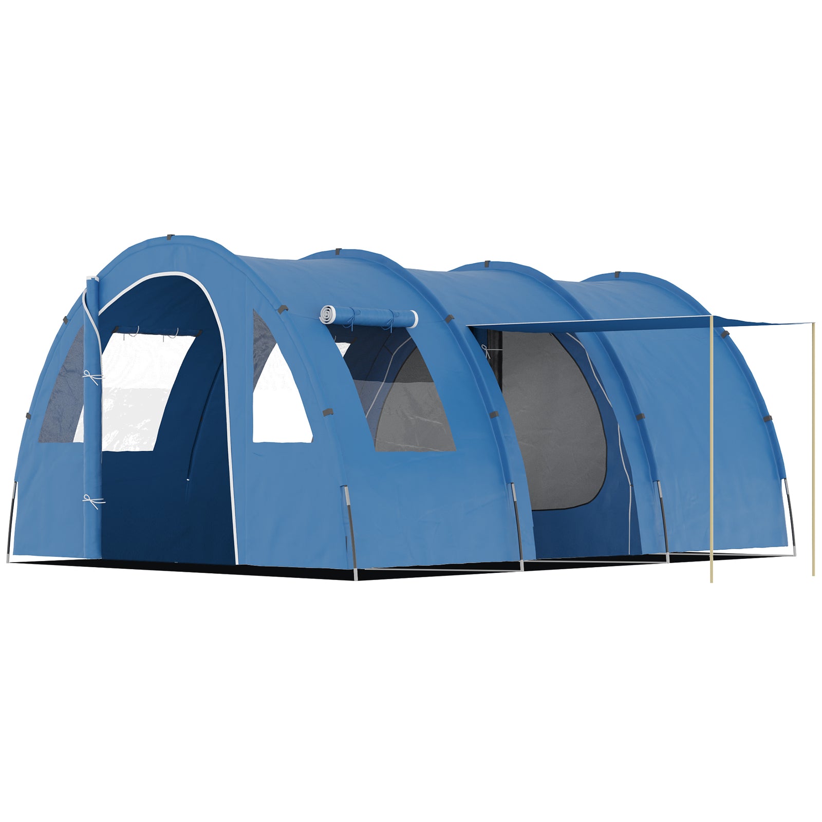 5-6 Man Camping Tent with 2 Room, Floor and Carry Bag - Blue