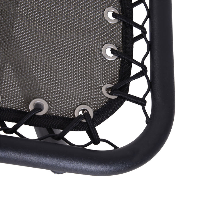 MCL Zero Gravity Chair Metal Frame Texteline Armchair Outdoor Folding and Reclining Sun Lounger with Head Pillow for Patio Decking Gardens Camping, Grey