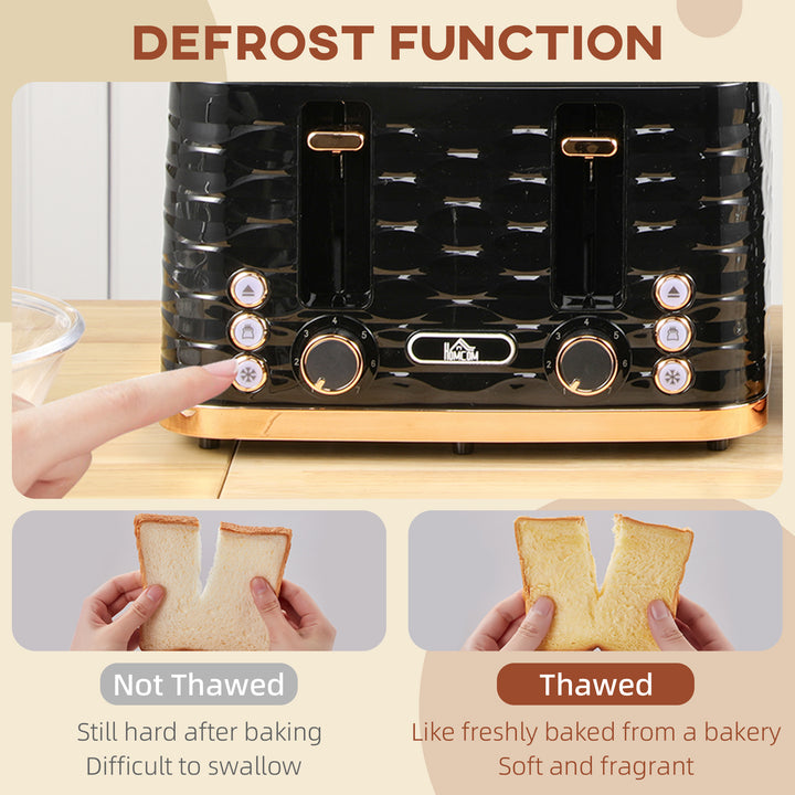 Four-Slice Rippled Toaster - Black