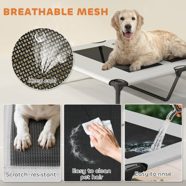 Portable Elevated Dog Bed with Removable Canopy, Cooling Raised Pet Cot for Medium Large Dogs, 92 x 75 x 89 cm