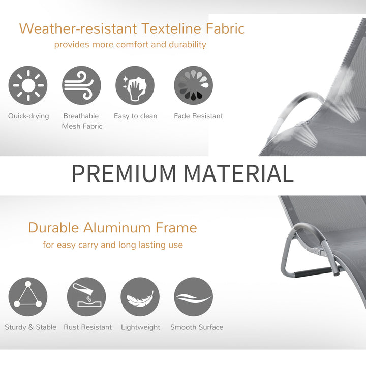 MCL Sun Lounger Reclining Chair Portable Armchair with Pillow for Garden Patio Outside Aluminium Frame, Dark Grey