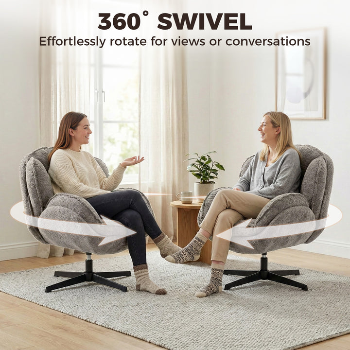 Modern Wingback Accent Chair, Velvet Armchair with Four-Star Base, S-S