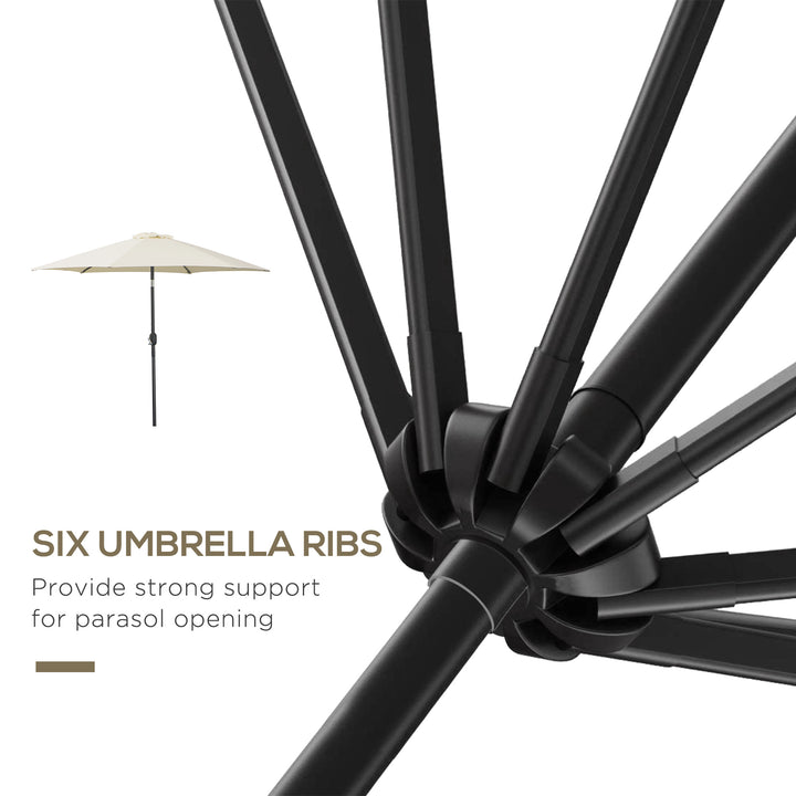 2.6M Garden Parasol Umbrella with Tilt and Crank, Outdoor Sun Parasol Sunshade Shelter with Aluminium Frame, Cream White