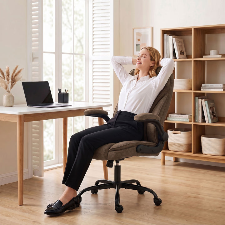 Office Chair, Ergonomic Desk Chair with Flip-up Armrest, Pocket Spring