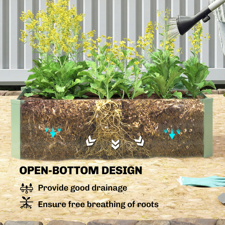 Set of Two 100 x 60cm Steel Planter Boxes - Light Green