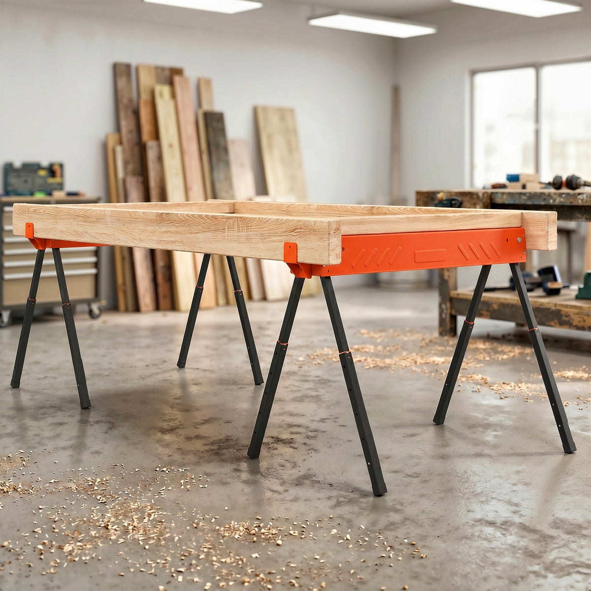 Saw Horses Twin Pack, Folding Work Bench Sawhorses with Height Adjusta