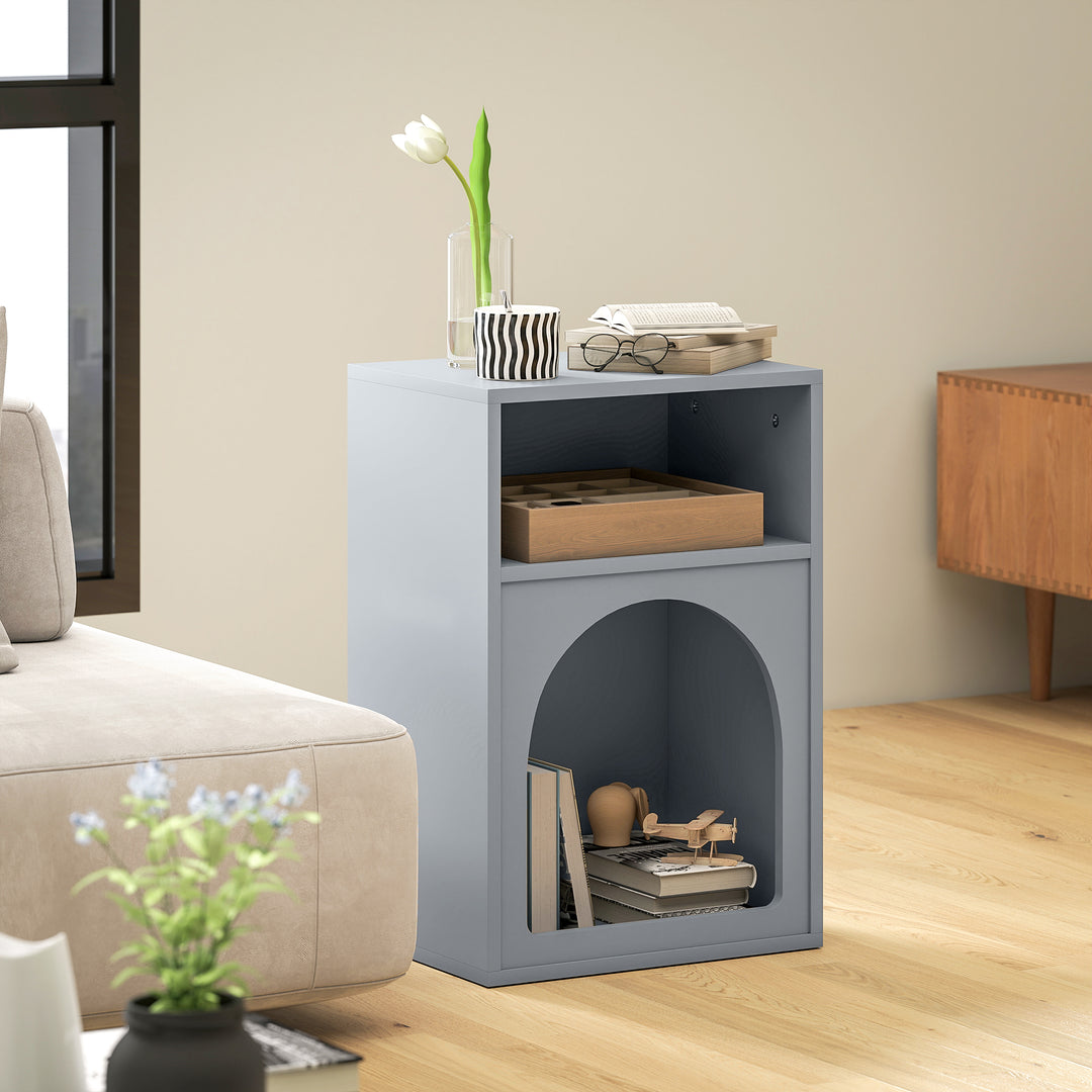 Bedside Table with 2 Open Compartments - Grey