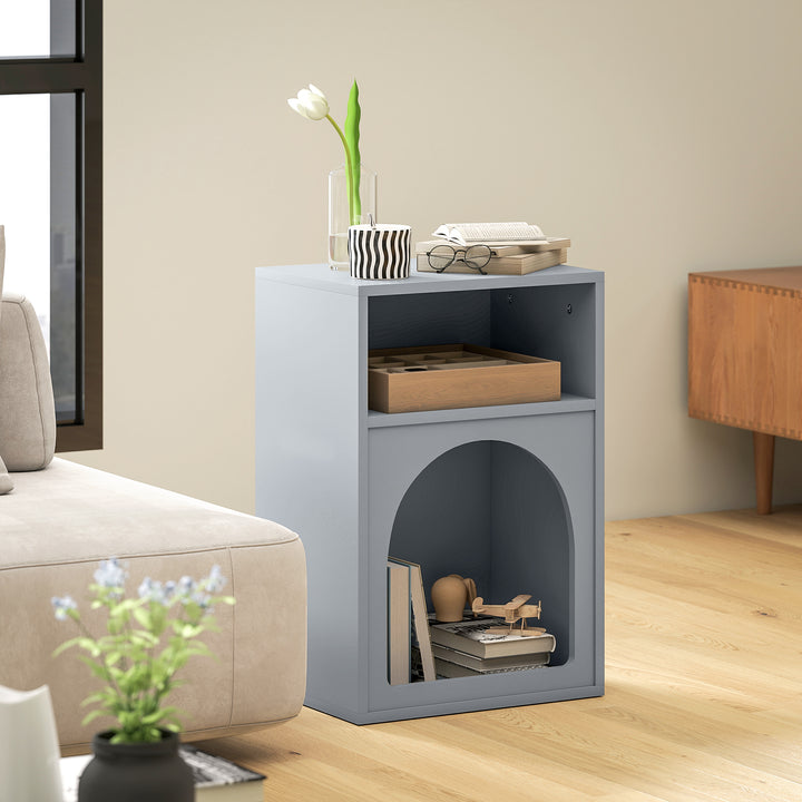 Bedside Table with 2 Open Compartments - Grey