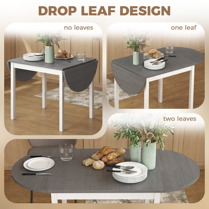 4-6 Person Wooden Drop-Leaf Table - Grey
