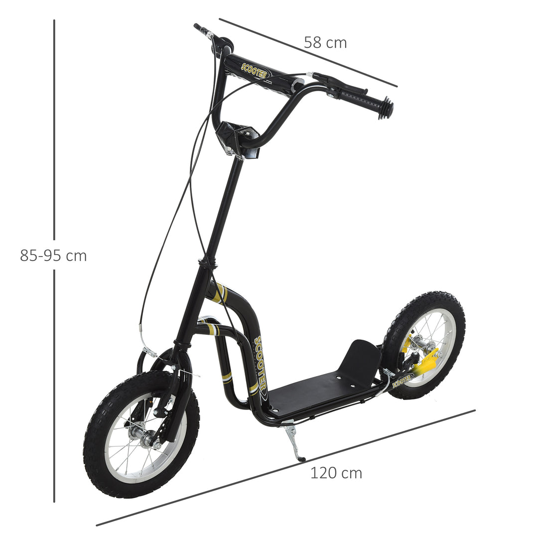 MCL Teen Kids Stunt Scooter w/ Adjustable Handlebar, 12 Inch Rubber Tyres, Dual Brakes, Black