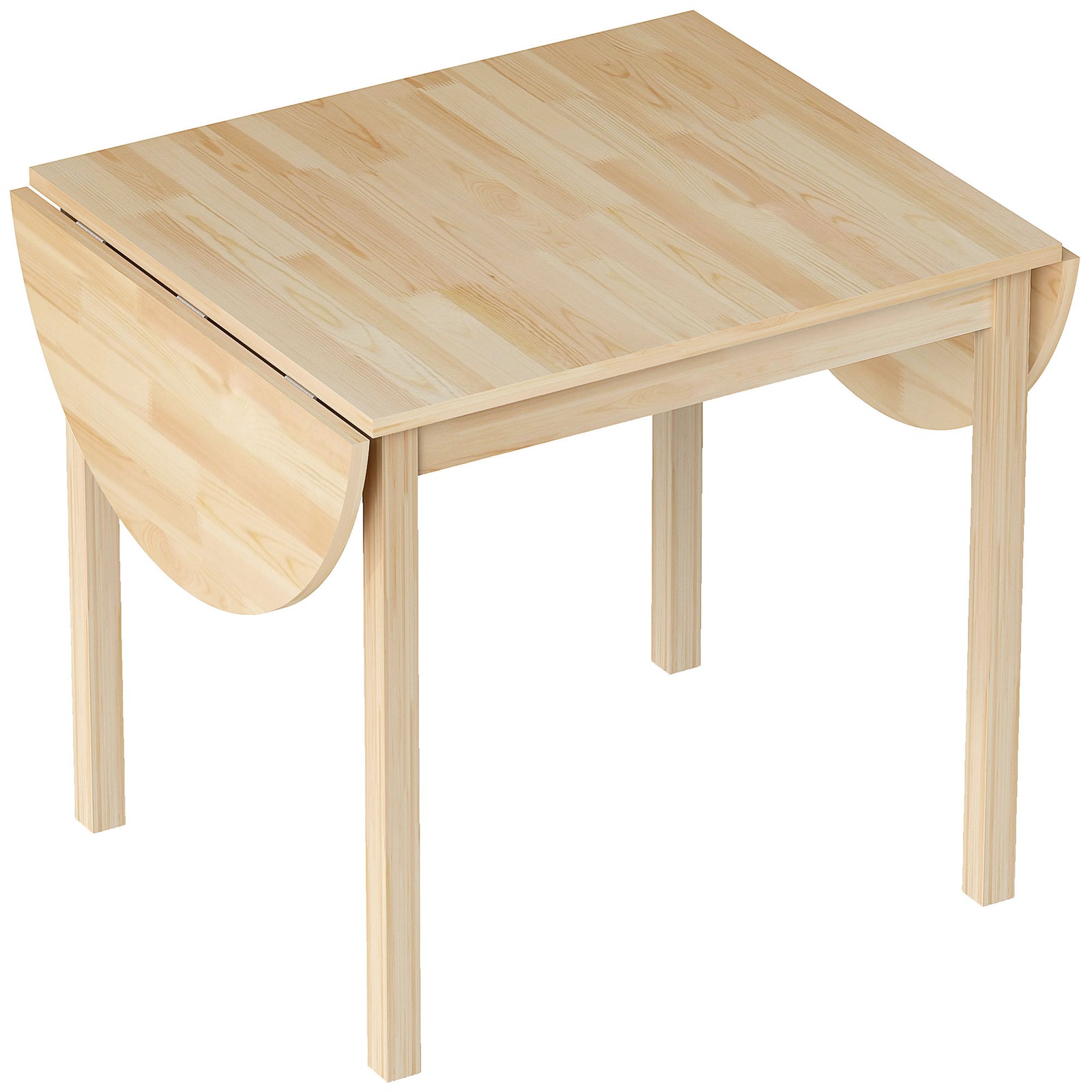 4-6 Person Wooden Drop-Leaf Table - Natural Finish