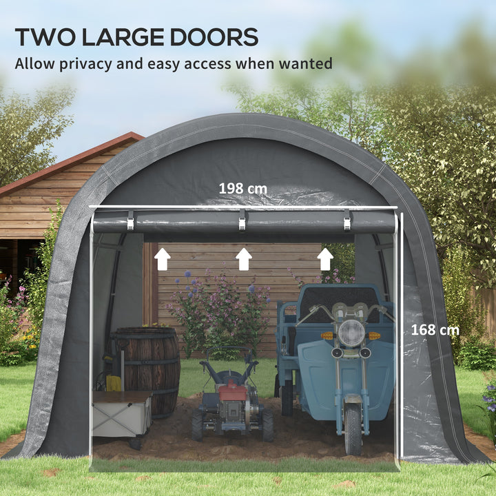 3 x 3(m) Garden Storage Tent, Heavy Duty Outdoor Shed, Waterproof Portable Shed Storage Shelter with Galvanised Steel Frame for Bike, Motorcycle, Garden Tools
