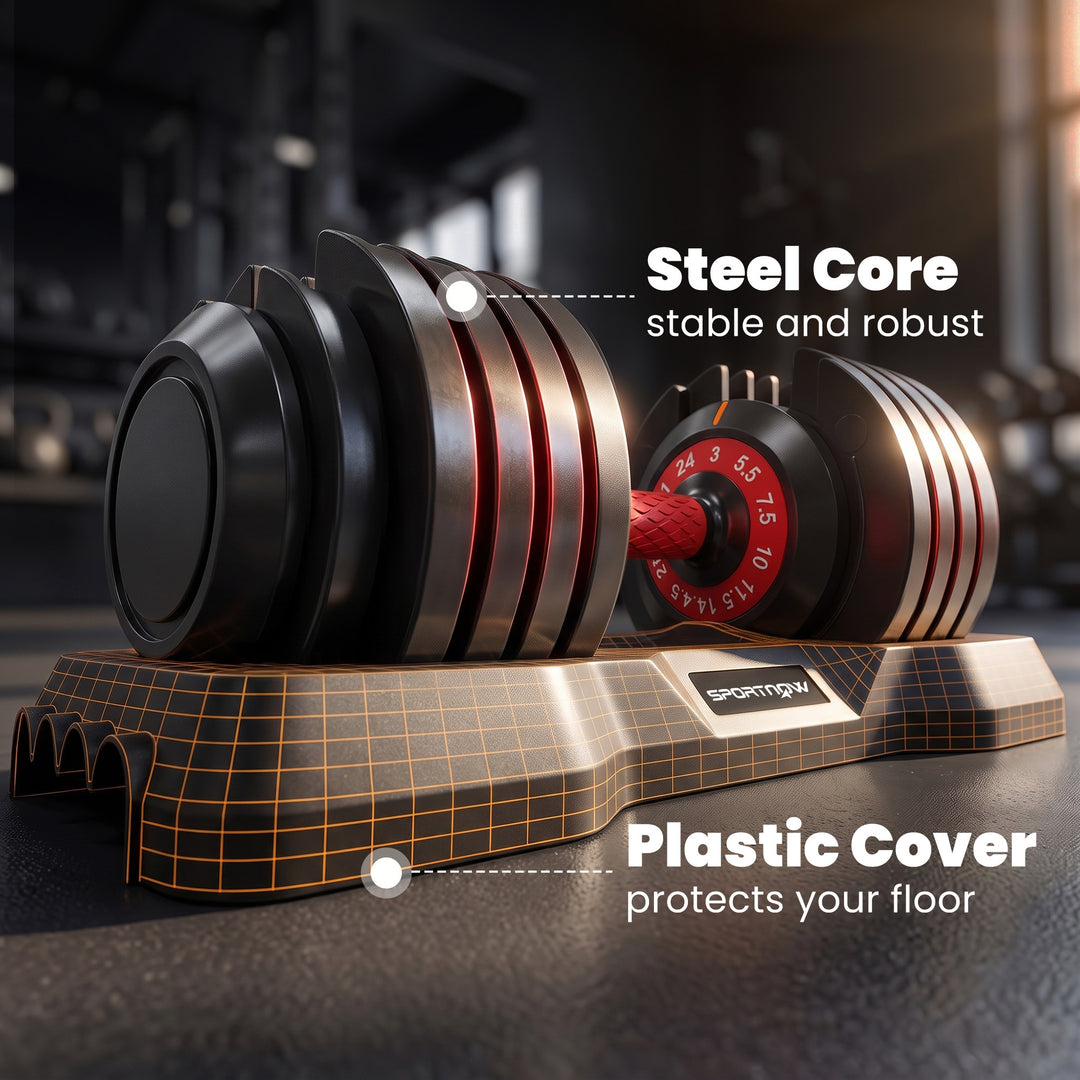24kg Adjustable Dumbbell Set of 2, 10-in-1 Dumbbell Weights with - view 6