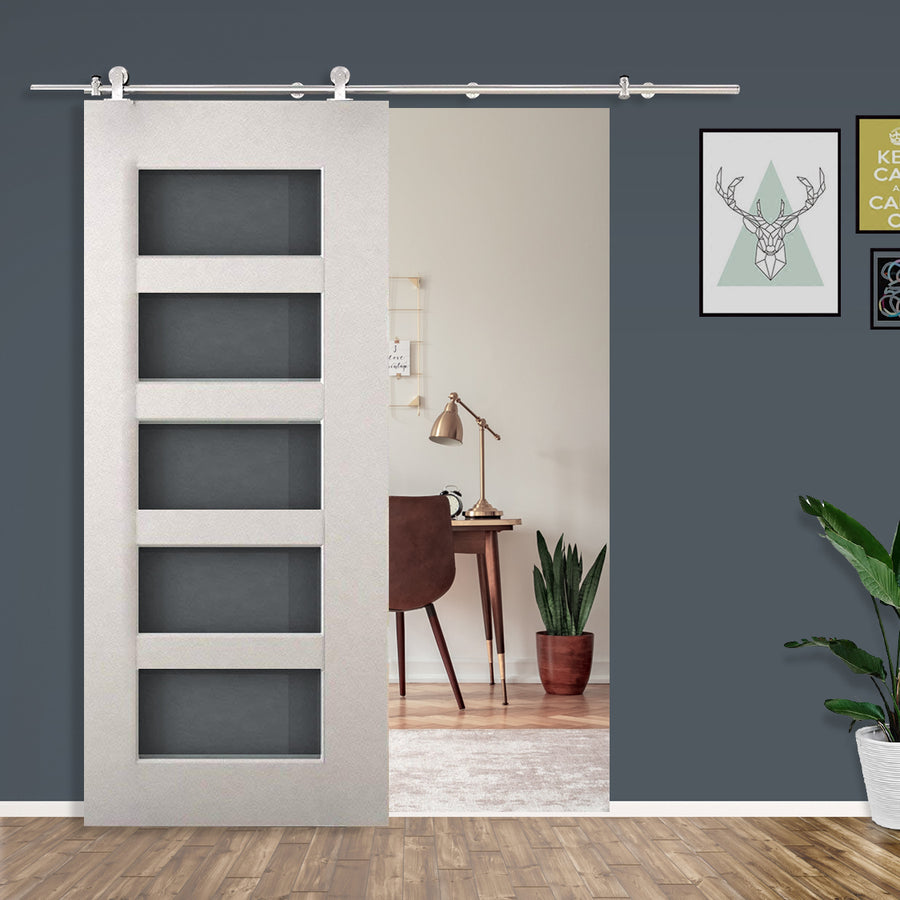 Wooden Sliding Door Kit Stainless Steel Smooth Operation Hardware Track Kit System Unit For Single Door 2000mm
