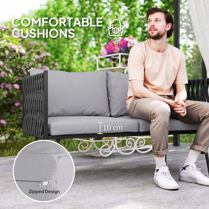 4-Piece Garden Furniture Set with Cushions - Light Grey