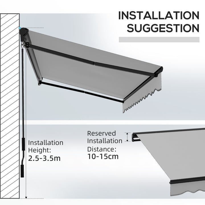 2.5 x 3.5m Aluminium Frame Electric Awning, with Remote - Light Grey