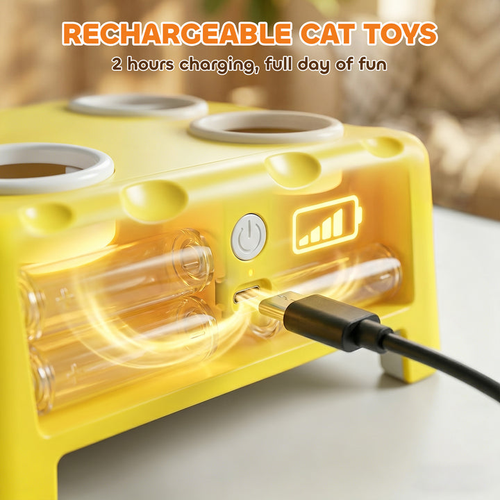 3 in 1 Interactive Cat Toys with Mouse &amp; Feather Teaser Toy Rechargeab