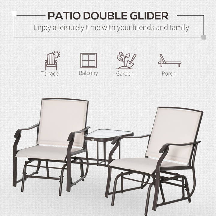 Gliding Jack and Jill Seat, with Glass-Top Table - Brown/Beige
