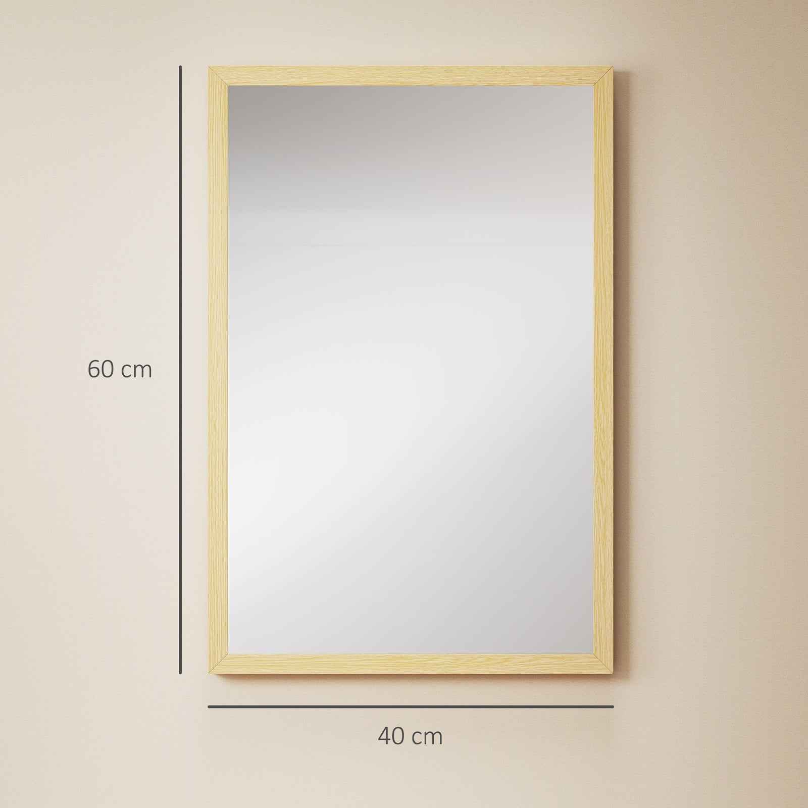 Wall Bathroom Mirror, 60 x 40 cm Wall-Mounted Mirror for Living Room, 