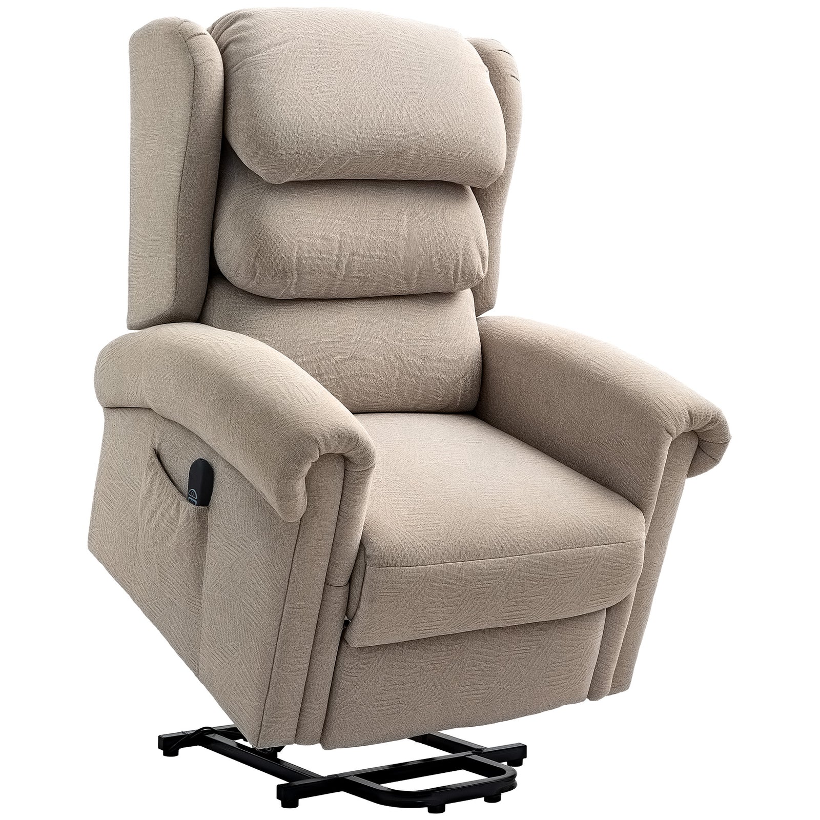 Velvet-Feel Electric Riser Recliner Chair - Khaki