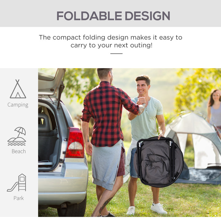 Camping Moon Chair, Portable Folding Camping Chair for Adults with Wide Padded Oxford Seat for Outdoor Camp, Travel, Fishing, Beach, Grey