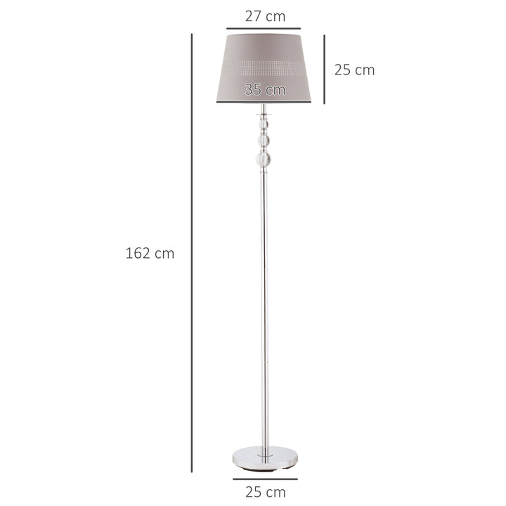 HOMCOM Floor Lamp with Hollow Out Fabric Shade, Chrome Base, Elegant Decoration for Bedroom, Living Room, Study, Grey