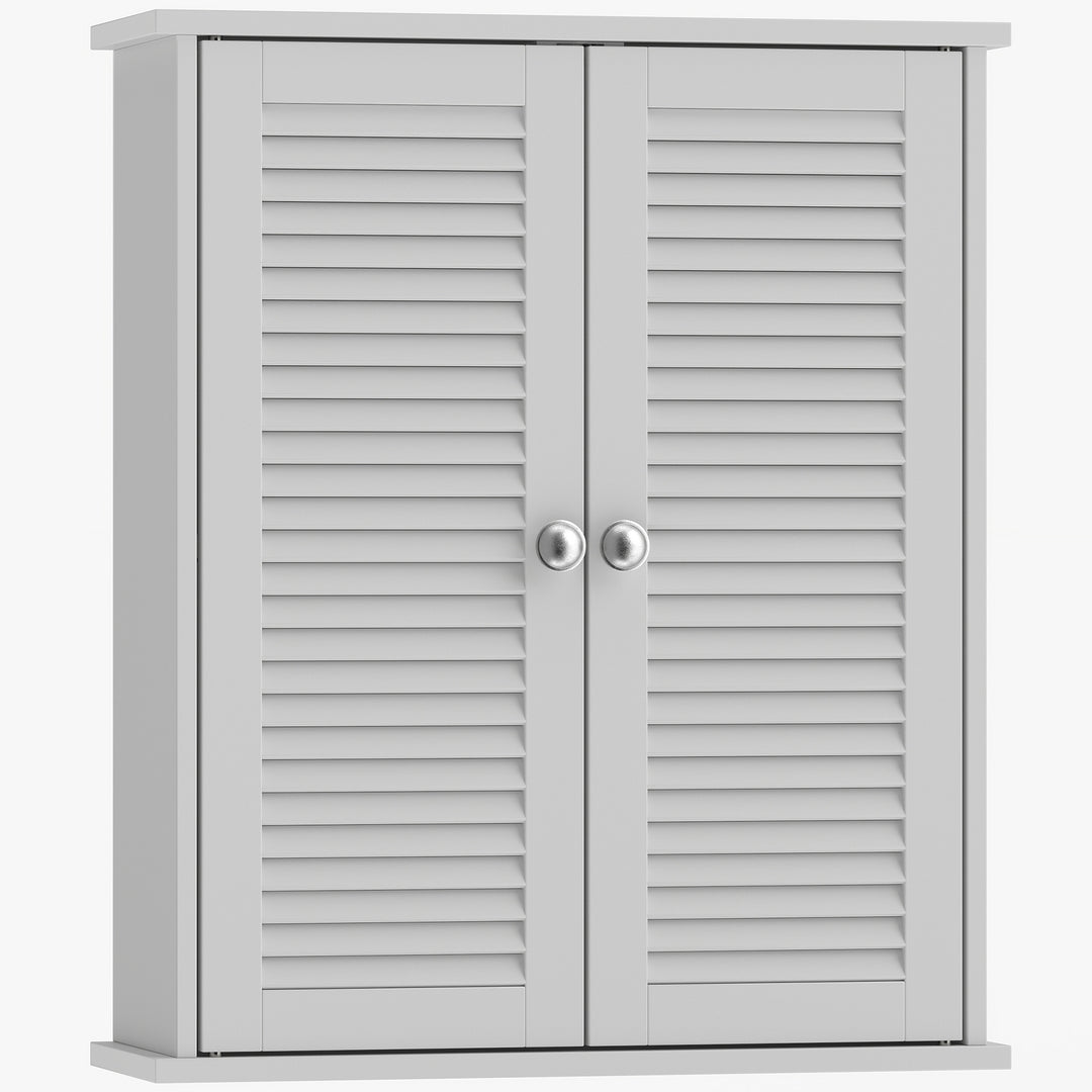 Bathroom Cabinet, Bathroom Wall Cabinet with Louvered Doors and Adjust