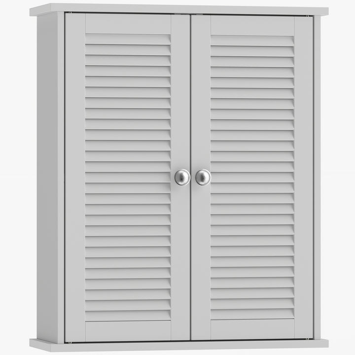 Bathroom Cabinet, Bathroom Wall Cabinet with Louvered Doors and Adjust