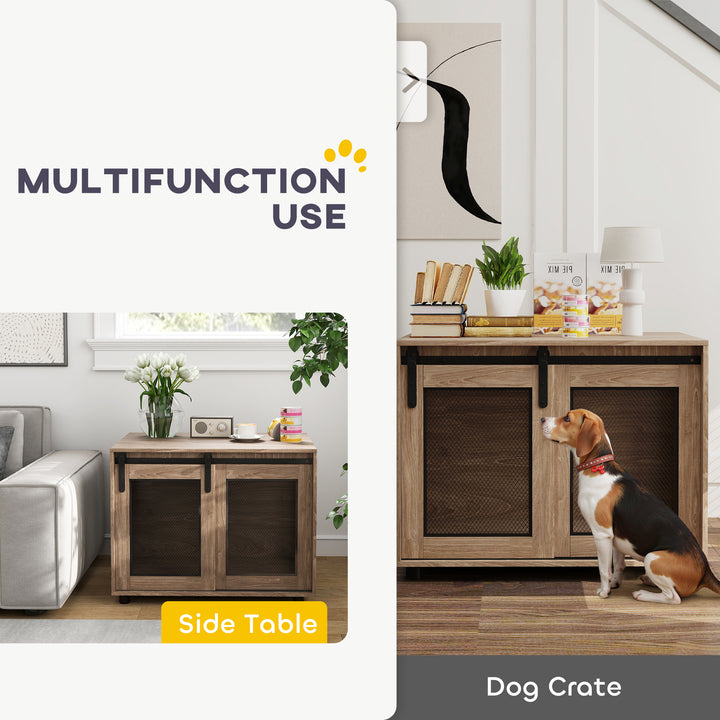 Dog Crate Furniture with Sliding Door for Medium Dogs, Brown