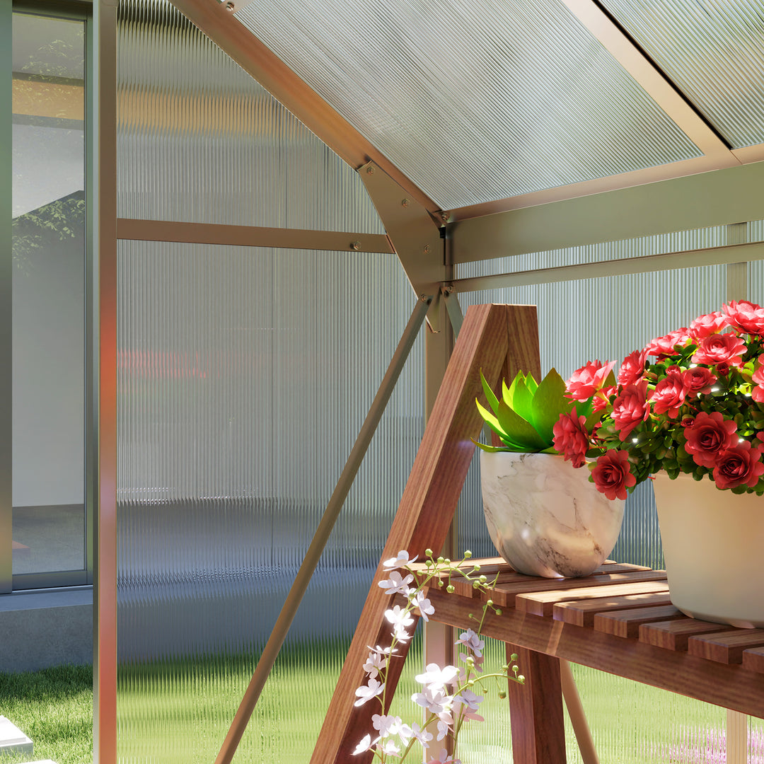 Polycarbonate Greenhouse, Large Walk-In Green House with Slide Door an