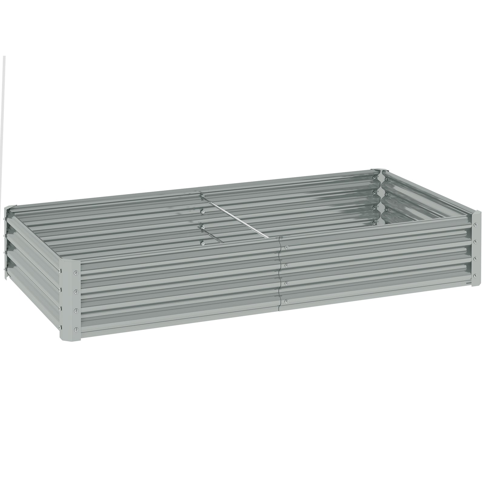 180 x 90cm Galvanised Steel Open Planter - Silver