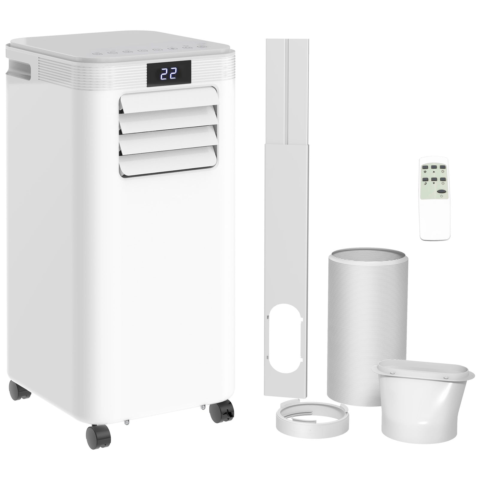 8000 BTU Air Conditioning Unit, 3-in-1 Portable Air Conditioner, Dehumidifier, Cooling Fan with Remote Control, Digital Display, 2 Speeds, 24H Timer, Window Venting Kit, 18m²