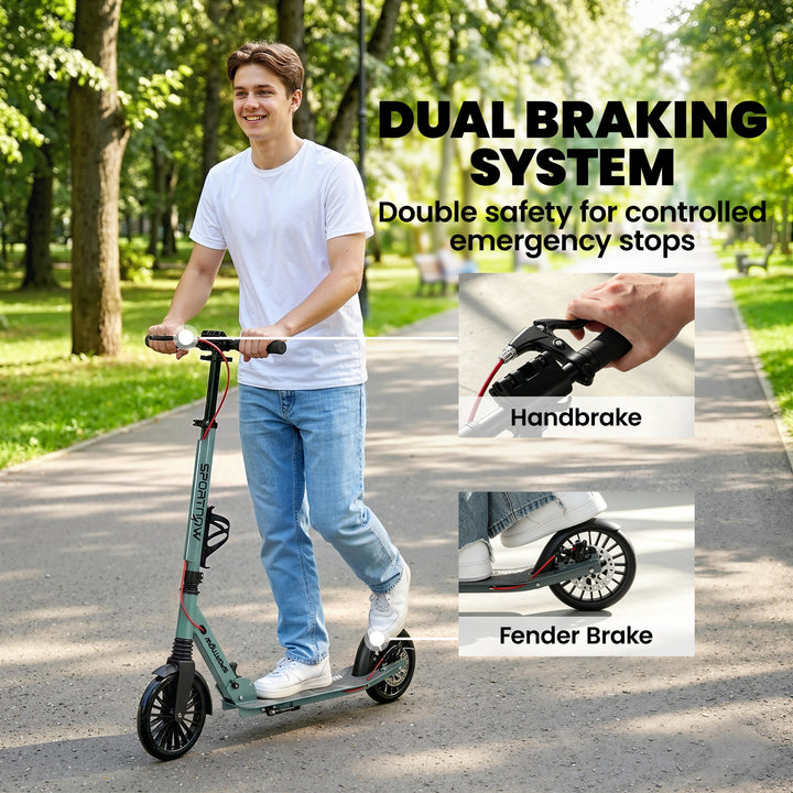Foldable Kick Scooter with Height Adjustable Handlebar, One-click Fold